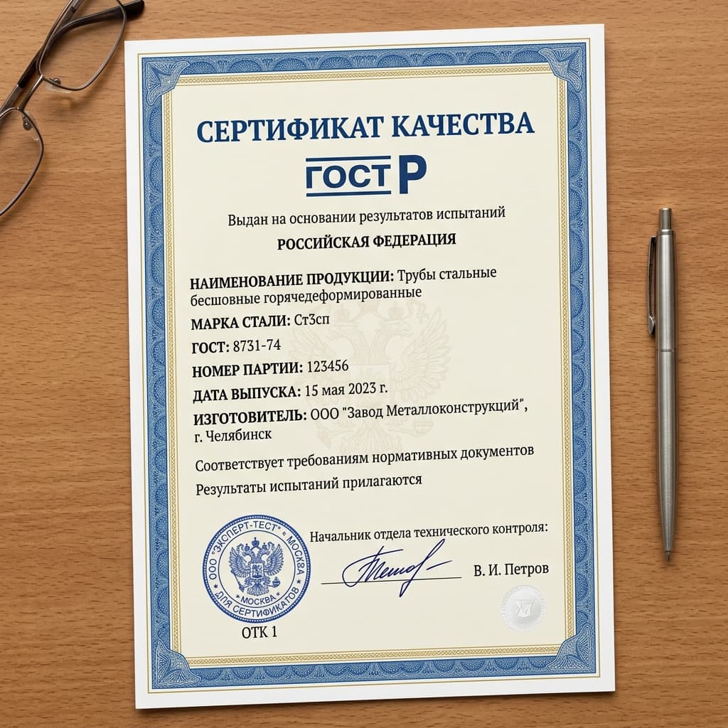 Сертификат качества на трубы бесшовные горячедеформированные (ГОСТ 8732-78)